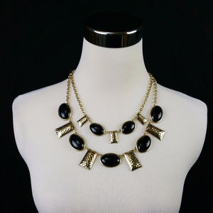 GNW Black Gold Hammered Statement Necklace